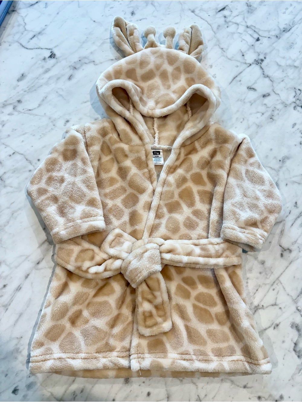 Hudson Baby Beige Giraffe Hooded Baby Bathrobe